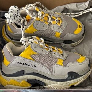 Balenciaga Men's/Womens Triple S Sneakers in Gray and Yellow